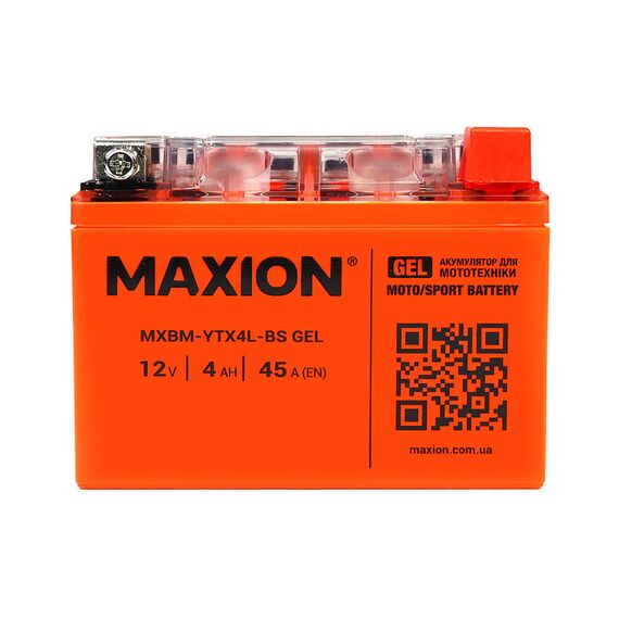 Мото аккумулятор MAXION 24MXBM-YTX4L-BS GEL (12V, 4Ah, 45A, -/+) - фото товара 1