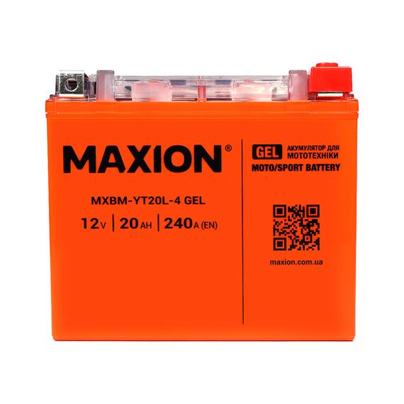 Мото акумулятор MAXION MXBM-YT20L-4 GEL (12V, 18A) - фото товару 1