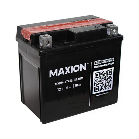 Мото акумулятор MAXION MXBM-YTX5L-BS AGM (12V, 5A), сухозаряджений без електроліта - фото товару 1