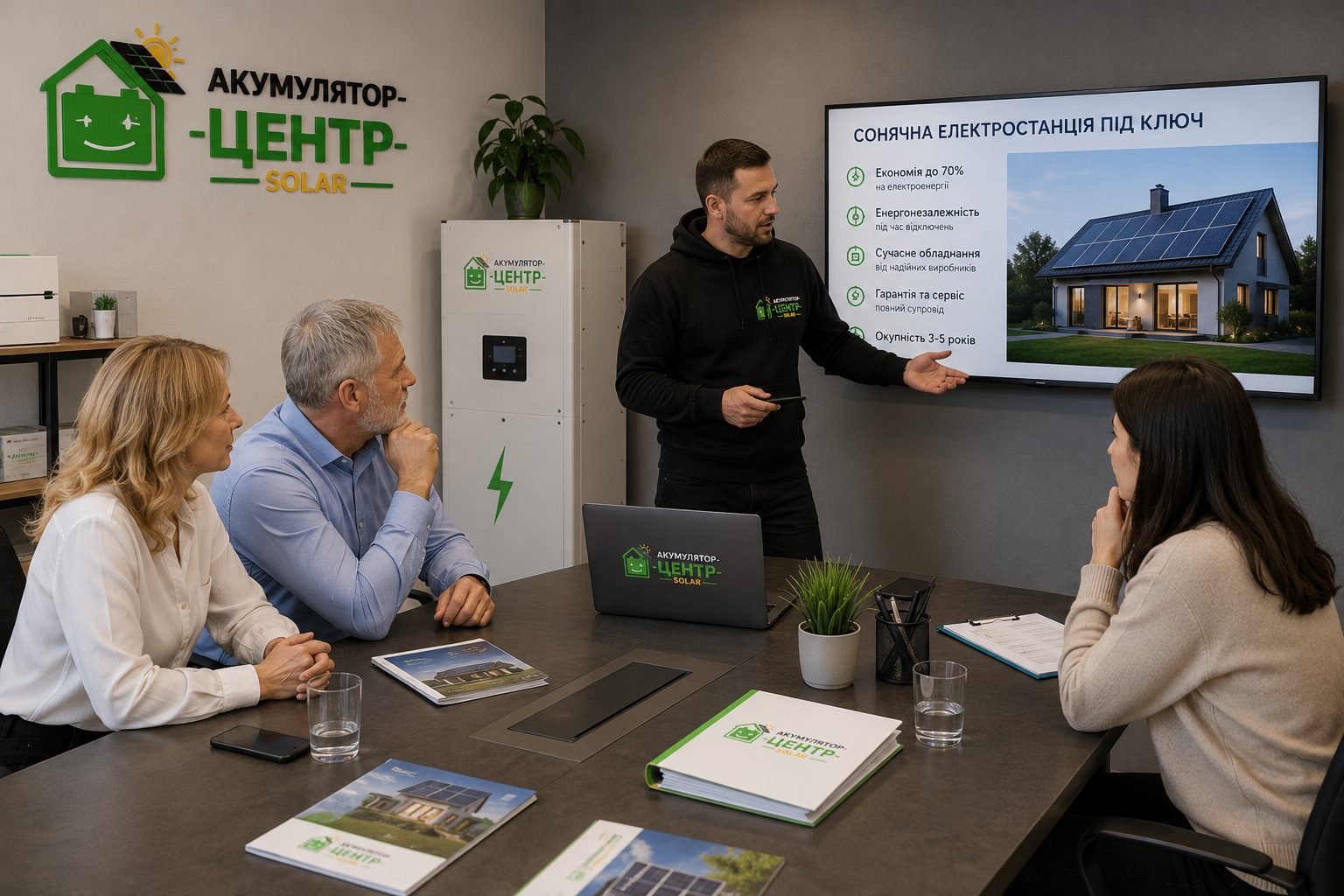 Презентація розрахунку сонячної станції родині в офісі компанії